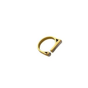 Modern gold open ring with natural shell inlay and sparkling round zircon stone for women