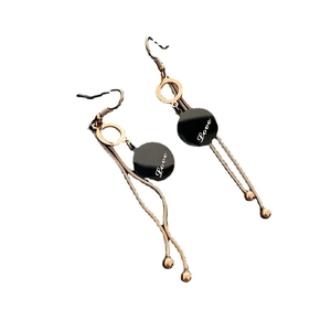 Elegant rose gold stainless steel tassel earrings with Love pendant and snake chains