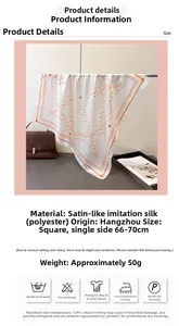 Detailed view of the 70cm geometric polka dot satin scarf with premium silk-like texture