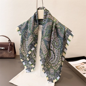 Satin-Like Satin Neckerchief Paisley Print Square Scarf For Women Elegant Vintage Hair Bandana Headscarf Versatile Accessory