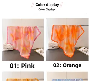 Detailed color display of elegant floral silk scarves in pink and orange palettes