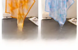 Detailed comparison of floral silk scarves in vibrant orange and blue elegant patterns