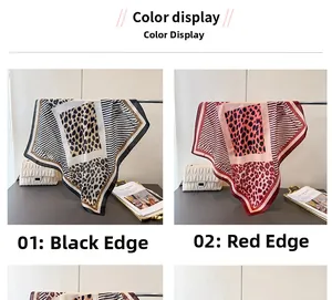 Detailed comparison of leopard print silk scarves in black and dark red border options