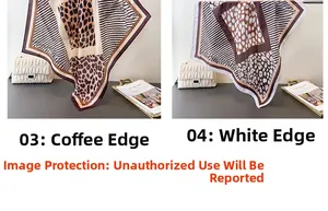 Detailed comparison of leopard print silk scarves in brown and white border styles