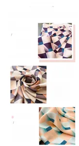 Gros plan sur foulard en soie à motif géométrique avec coutures fines et texture satin