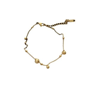 Minimalist golden titanium steel beaded anklet with lobster clasp and extension chain