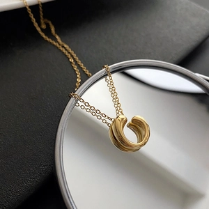 Minimalist Geometric Open Circle Pendant Necklace Titanium Steel High Polish Clavicle Chain Elegant Jewelry For Women