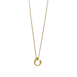 Minimalist gold titanium steel geometric open circle necklace with elegant curved pendant