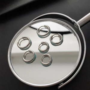 Pendientes de Aro Minimalistas de Acero Inoxidable Con Hebilla de Oreja Redonda Geométrica de Esmalte Colorido Para Mujer Joyería
