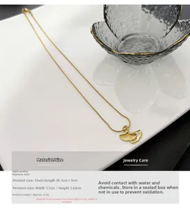 Detailed size specifications of the gold ginkgo leaf pendant necklace in titanium steel
