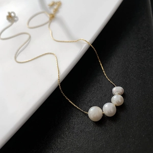 Natural Artificial Pearl Necklace Titanium Steel Minimalist Elegant Clavicle Chain For Women Non Fading Light Luxury