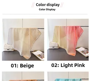 Detail view of gradient silk scarves in beige and light pink with subtle polka dot patterns