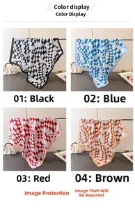Checkerboard wave pattern silk-like scarves in black, blue, red and brown colors
