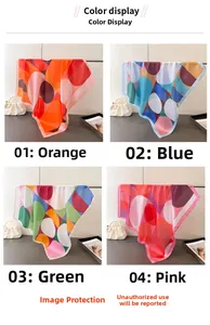 Four different color schemes of geometric print silk square scarves shown in a collage