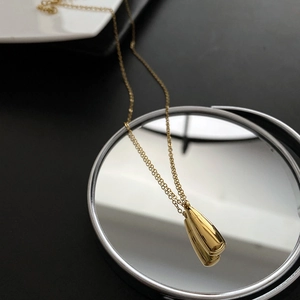Collier Pendentif Goutte D'eau Minimaliste En Acier Titane Poli Miroir Style Français Bijoux Élégants Pour Femmes