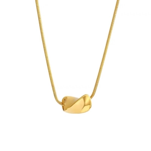 Minimalist gold titanium steel snake chain necklace with irregular geometric pendant