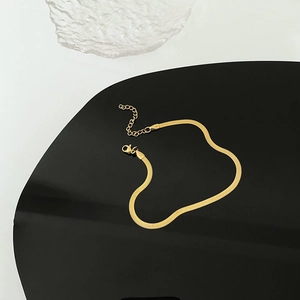 Minimalist 18K gold plated snake bone chain anklet with lobster clasp and extender