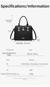 Tabella taglie borsa grande con dimensioni 31x25x15cm e altezza del manico di 17cm