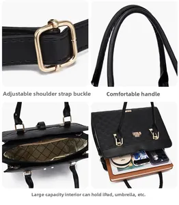 Dettagli della borsa tote grande con texture goffrata e spazioso interno capiente