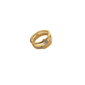 Double-layer gold zircon ring engraved with Love Forever Est. 1981 in luxury style