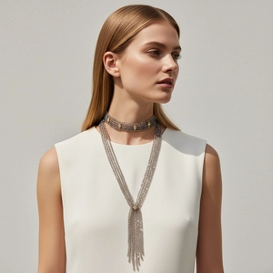 Bohemian Multi Layer Beaded Tassel Necklace Long Fringe Glass Beads Zinc Alloy Handmade Fashion Women