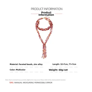 Detailed specs of Bohemian layered beaded necklace with warm-toned faceted beads