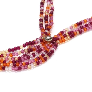 Bohemian multi-layer handmade beaded tassel necklace with colorful crystals and rhinestones