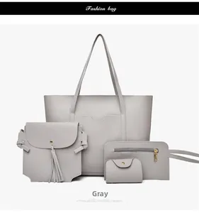 Dettaglio set 4 pezzi grigio texture litchi con accessori in metallo dorato
