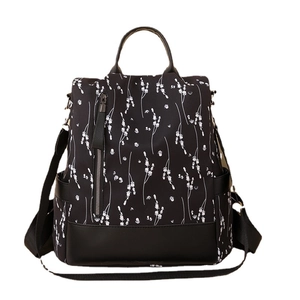 Sac à Dos Imprimé Floral pour Femme Antivol en Nylon Hydrofuge Style Coréen Décontracté Voyage École Sac à Bandoulière pour Femme
