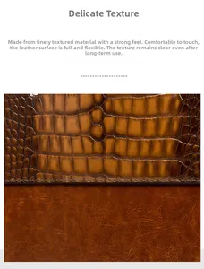 Gros plan sur la texture crocodile marron avec une finition en cuir souple et durable
