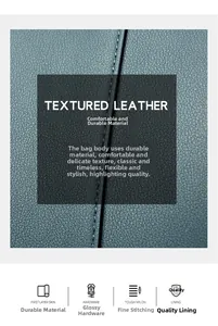 Détails d'un sac en cuir bleu-gris avec coutures en nylon et quincaillerie brillante