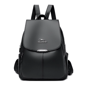 Women's Litchi Texture PU Leather Backpack Large Capacity Fashion Travel Rucksack Metal Decoration Anti-Theft Daypack