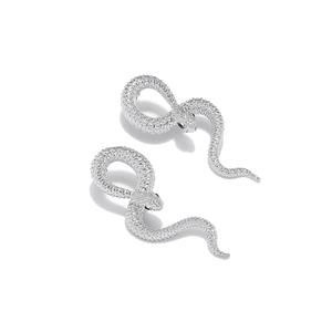 Boucles d'oreilles pendantes serpent argentées avec texture et style chic