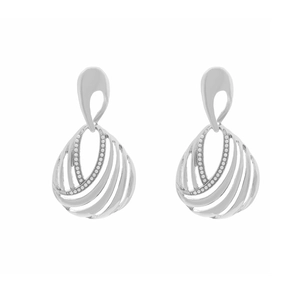 Chic silver hollow teardrop geometric earrings featuring sparkling pave set rhinestones