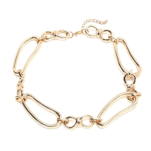 Modern chunky gold chain necklace with geometric textured links and lobster clasp