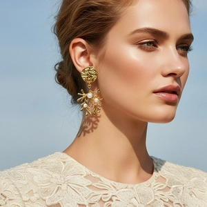Orecchini A Corallo Con Künstliche Perle Sintetiche E Perno In Acciaio Inossidabile Trama Martellata Gioielli Retrò Per Donna Elegante