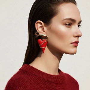 Boucles D'oreilles En Alliage En Forme De Cœur Avec Motif Épines Émail Huile Tige En Acier Inoxydable Mode Rétro
