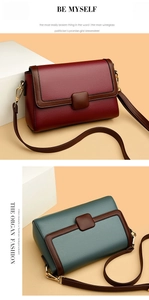 Detail of lychee pattern leather bags in wine red and dark green with metal buckles
