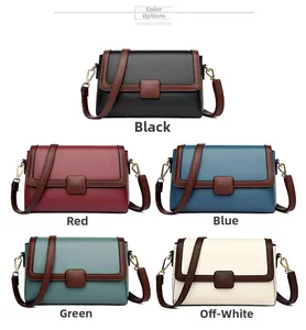 Litchi texture faux leather crossbody bags shown in five different elegant colors