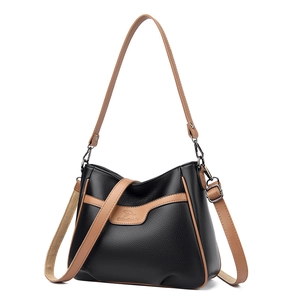 Women Crossbody Bag PU Leather Lychee Pattern Contrast Color Top Handle Square Shoulder Purse Fashion Commuting Handbag