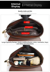 Detail view of the multi-compartment interior and storage capacity of dark brown bag