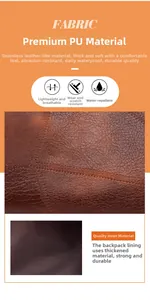 Detailed macro view of durable brown litchi grain PU leather and thick fabric lining