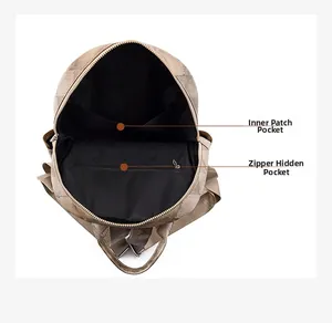 Internal structure of the backpack featuring an open pocket and zippered security pouch