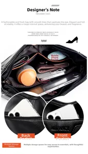 Detail view of the multi-pocket interior layout and storage capacity of the black shoulder bag