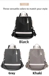 Sacs à dos oxford imperméables en noir, gris et kaki avec détails de bordure blanche