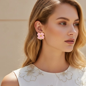Floral Flower Stud Earrings Enamel Drip Oil Alloy Leaf Sweet Forest Style Women Jewelry Stainless Steel Earring Post