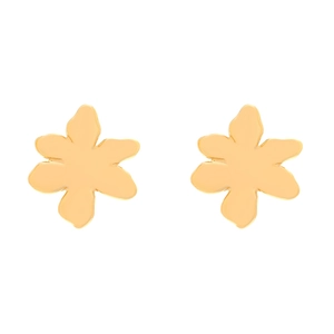 Minimalist gold flower stud earrings in vintage polished alloy with six-petal design