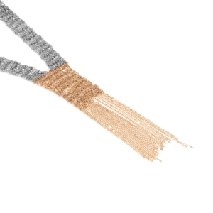 Elegant multi-strand metal chain fringe pendant necklace in gold and silver finish
