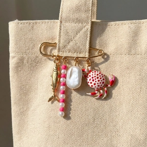 Übertriebene Meeresleben Legierung Brosche Für Damen Vergoldete Krabbe Fisch Imitationsperle Nadel Skurrile Ozean Stil Schmuck Zubehör