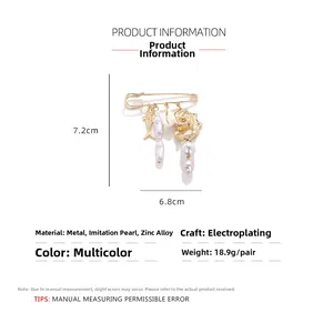 Detailed size parameters of 7.2cm by 6.8cm for the tropical fish and shell brooch pin